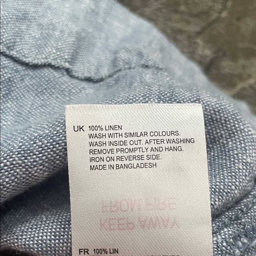 100% Linen WHITE STUFF Women's Light Blue Button-Front Skirt Preppy Coastal - Picture 7 of 9